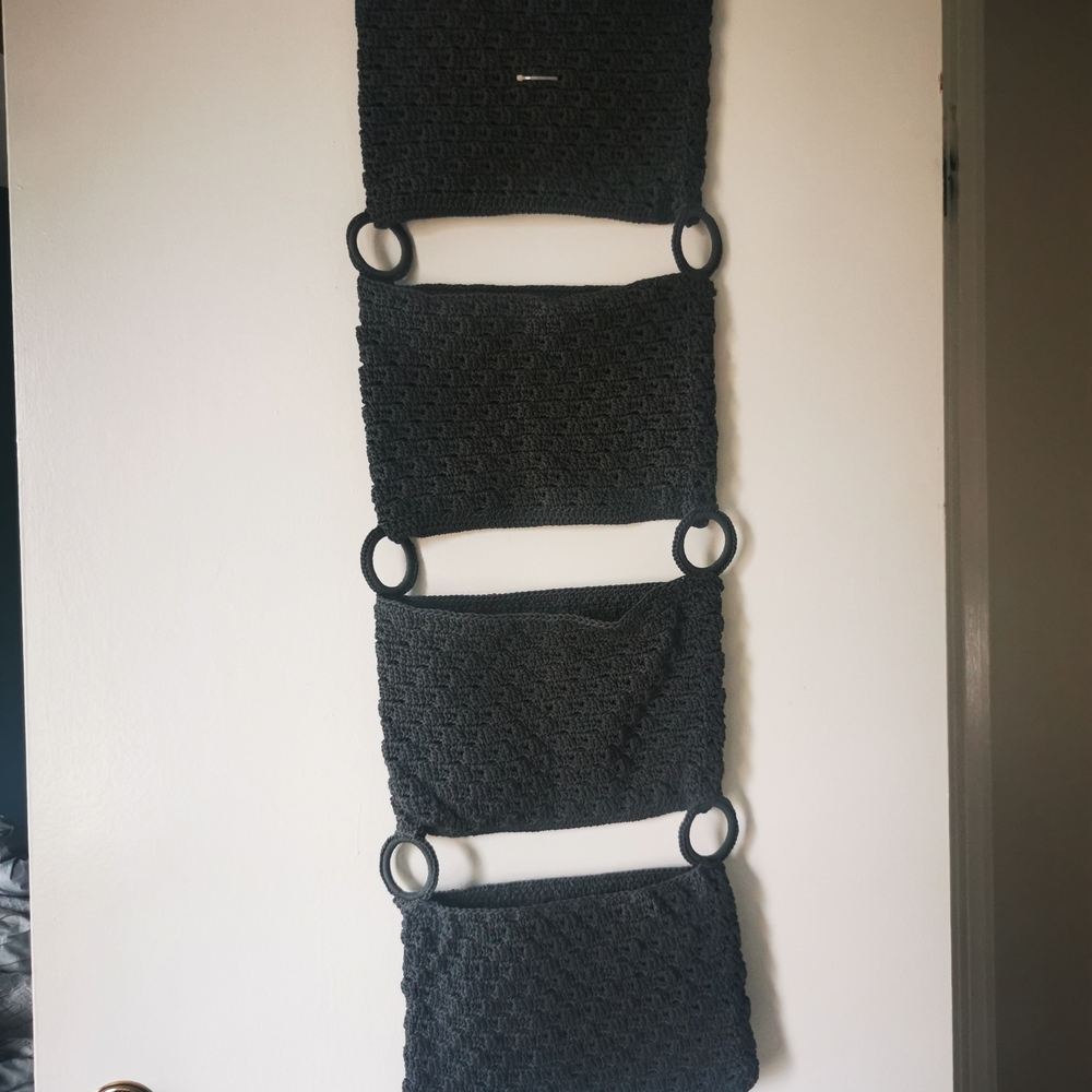 Grey Hanging Crochet Storage Organizer